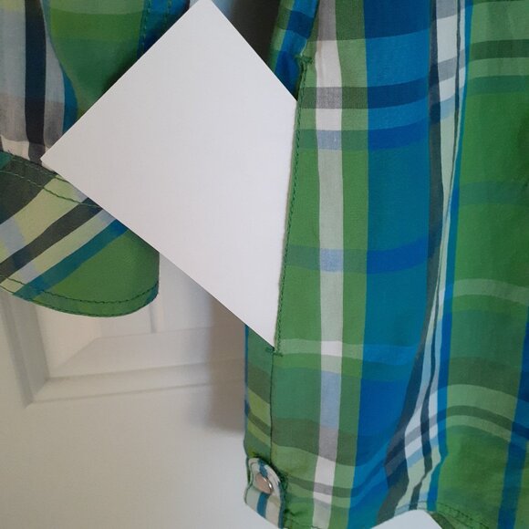 Puma Plaid Shirt Dress w/Roll Tab Sleeves Green Size S - Picture 3 of 14